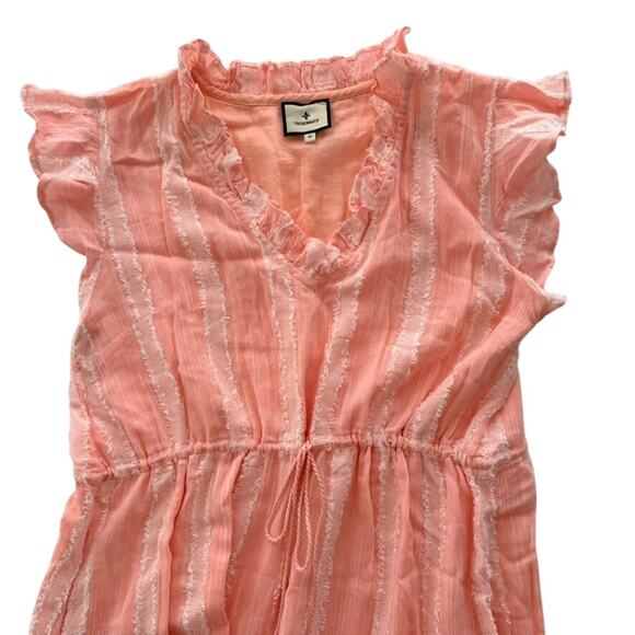 Tuckernuck Dress Peachy Pampelone Dress Medium Stripe Gauze Rayon Cotton Maxi - Picture 2 of 10